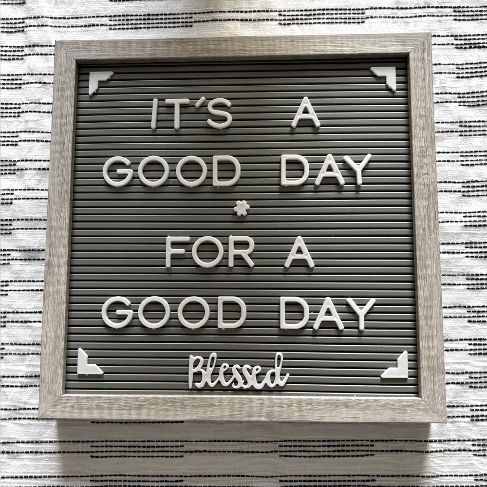 Gray Letter Board with letters, numbers, symbols, & words